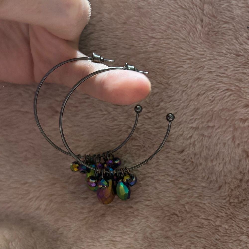 Colorful Beaded Hoop Earrings